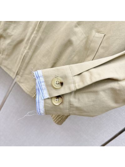 Miu Miu Turn-Down Collar Striped Jacket in Beige