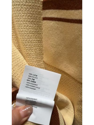 Miu Miu V-Neck Contrast-Trim Sweater in Yellow