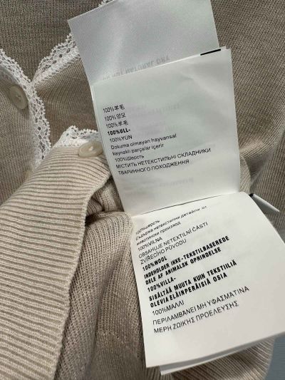 Miu Miu V-Neck Embroidered Cardigan in Light Gray