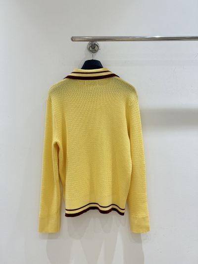 Miu Miu V-Neck Long Sleeve Knit Top in Yellow