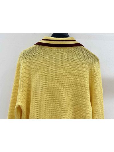 Miu Miu V-Neck Long Sleeve Knit Top in Yellow