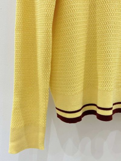 Miu Miu V-Neck Long Sleeve Knit Top in Yellow