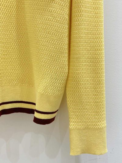 Miu Miu V-Neck Long Sleeve Knit Top in Yellow