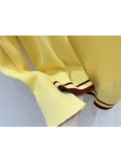 Miu Miu V-Neck Long Sleeve Knit Top in Yellow