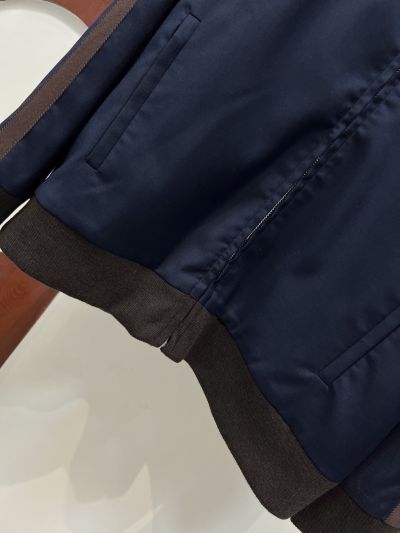 Miu Miu Wool Blend Contrast-Trim Set in Navy and Brown