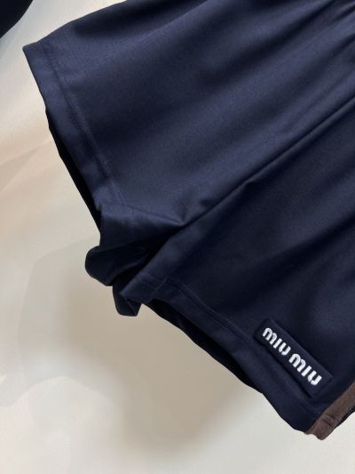 Miu Miu Wool Blend Contrast-Trim Set in Navy and Brown