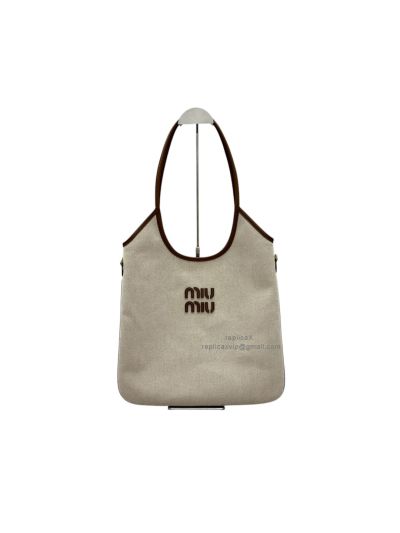 Miu Miu Large Canvas Top Handle Tote Shoulder Bag A5594 