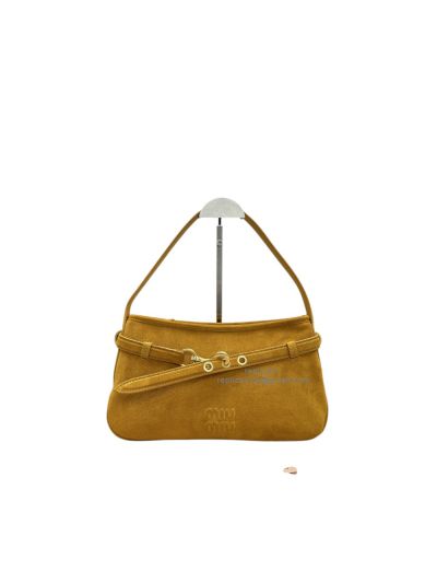 Miu Miu Medium Aventure Suede Leather Shoulder Bag Yellow A5698 