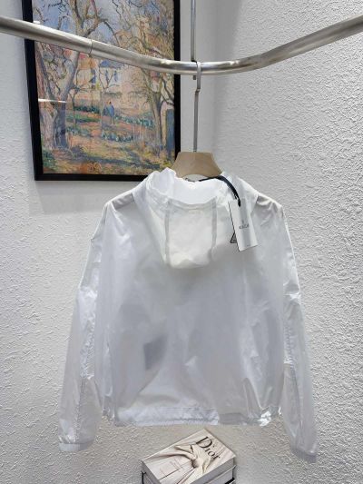 Moncler Hooded Button-Front Coat in White