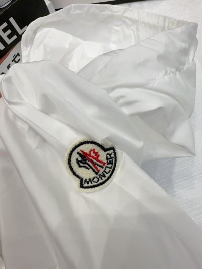 Moncler Hooded Button-Front Coat in White