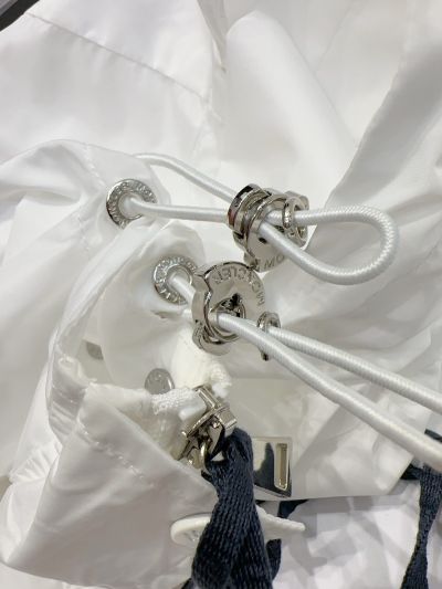 Moncler Hooded Button-Front Coat in White