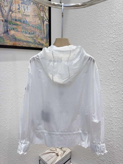 Moncler Hooded Button-Front Coat in White
