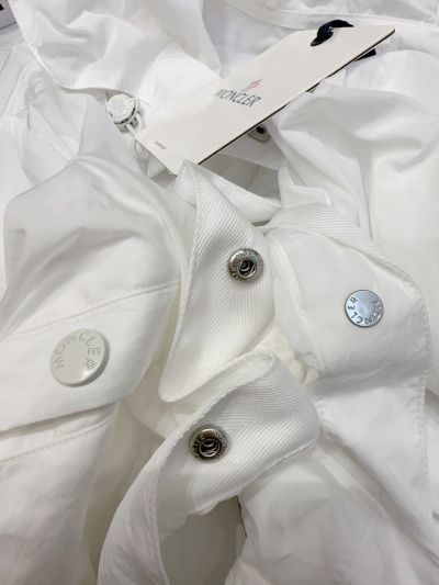 Moncler Hooded Button-Front Coat in White