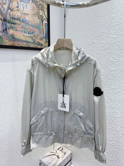 Moncler Hooded Drawstring Coat in Beige