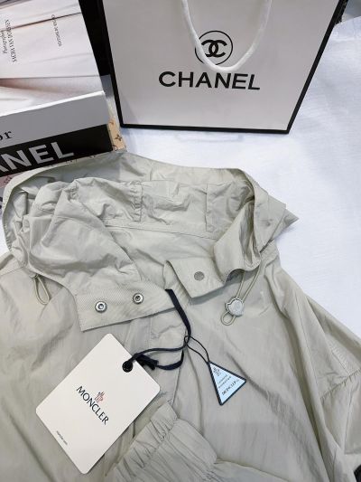 Moncler Hooded Drawstring Coat in Beige