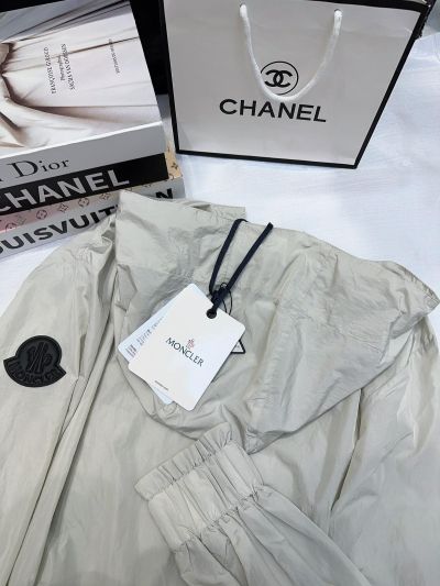 Moncler Hooded Drawstring Coat in Beige