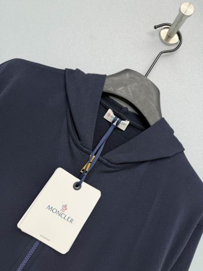 Moncler Hooded Embroidered Coat in Navy