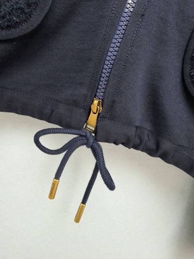 Moncler Hooded Embroidered Coat in Navy