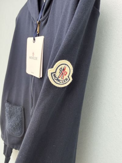 Moncler Hooded Embroidered Coat in Navy