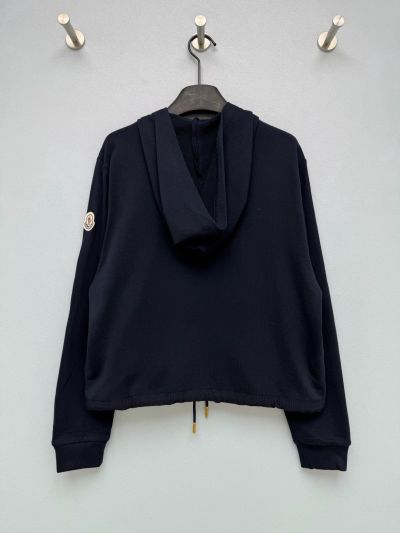Moncler Hooded Embroidered Coat in Navy
