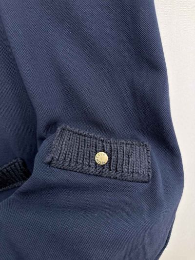 Moncler Short Sleeve Contrast-Trim Dress in Navy