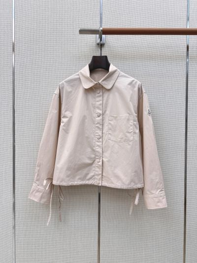 Moncler Turn-Down Collar Button-Front Shirt in Beige