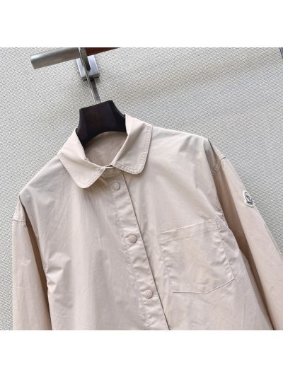 Moncler Turn-Down Collar Button-Front Shirt in Beige
