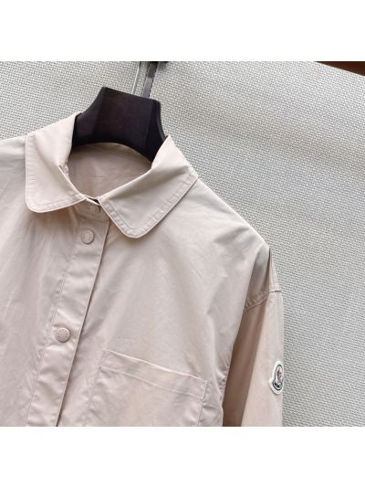 Moncler Turn-Down Collar Button-Front Shirt in Beige