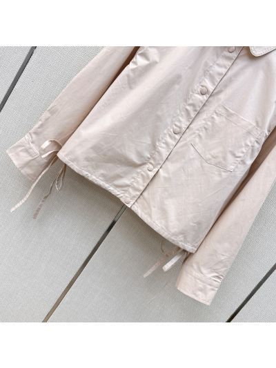 Moncler Turn-Down Collar Button-Front Shirt in Beige