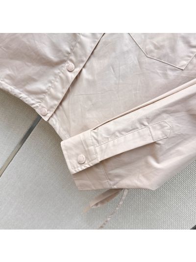 Moncler Turn-Down Collar Button-Front Shirt in Beige