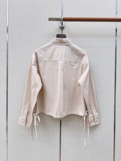 Moncler Turn-Down Collar Button-Front Shirt in Beige