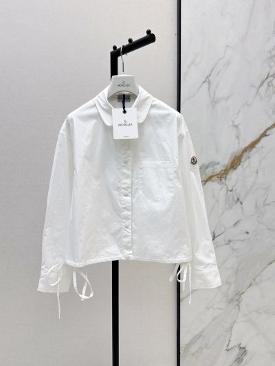 Moncler Turn-Down Collar Button-Front Shirt in White
