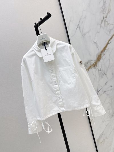 Moncler Turn-Down Collar Button-Front Shirt in White
