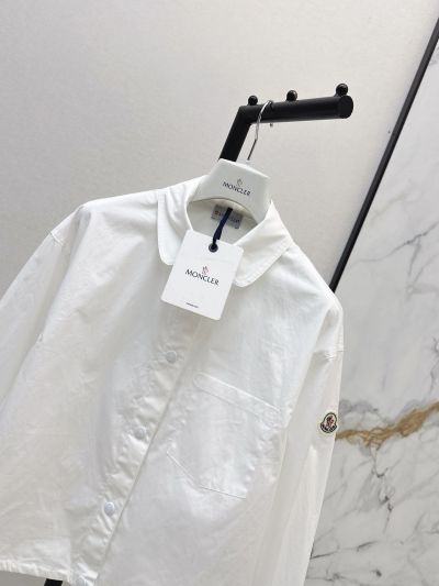 Moncler Turn-Down Collar Button-Front Shirt in White