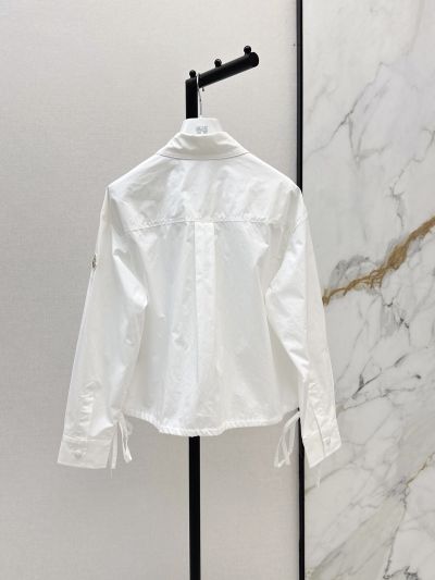 Moncler Turn-Down Collar Button-Front Shirt in White