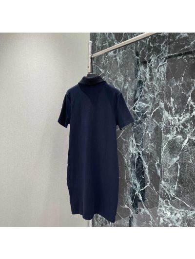 Moncler Turn-Down Collar Short Sleeve Dress