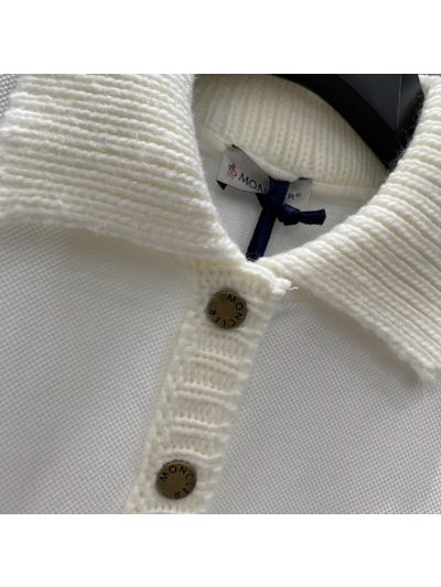 Moncler Turn-Down Collar Short Sleeve Dress