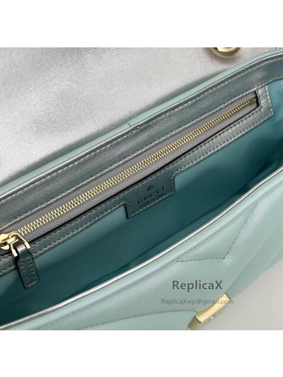 Gucci Online Exclusive Small GG Marmont Chain Shoulder Bag 443497 in Pastel Lightblue Matelasse Leather