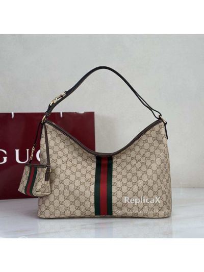 Gucci Ophidia Large Shoulder Bag 674096 in Beige GG Canvas and Brown Leather