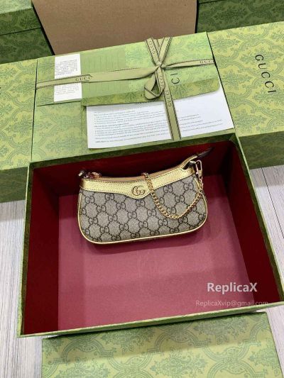 Gucci Ophidia Mini Chain Top Handle Bag Beige GG Supreme Canvas 764960