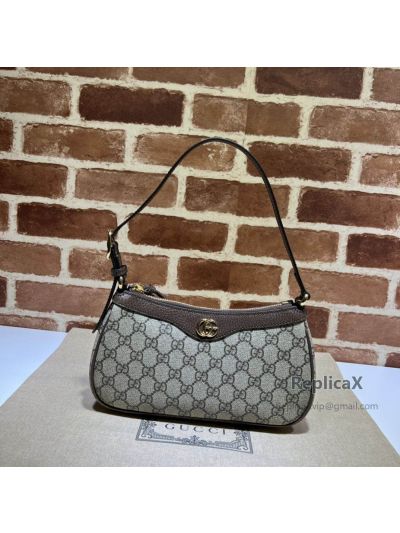 Gucci Ophidia Small Shoulder Bag with Double G Grey/Black GG Supreme Canvas 735145