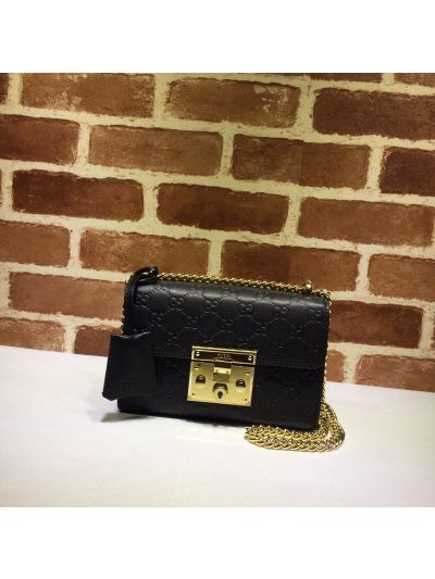 Gucci Padlock Small Gucci Signature Shoulder Bag Black 409487