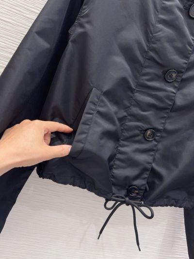 Prada Balloon Sleeve Drawstring Coat in Navy