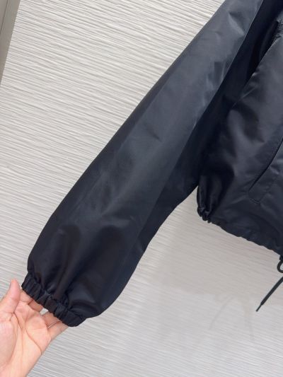 Prada Balloon Sleeve Drawstring Coat in Navy
