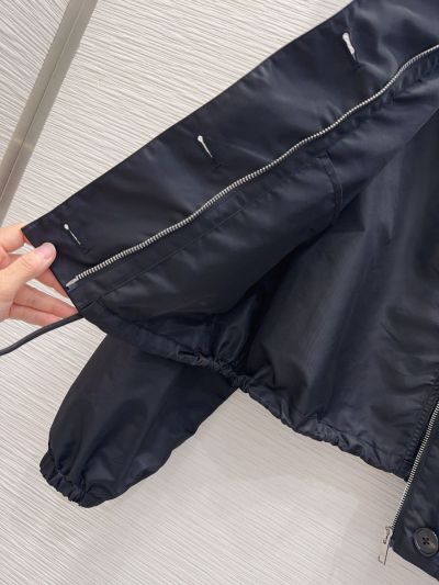 Prada Balloon Sleeve Drawstring Coat in Navy