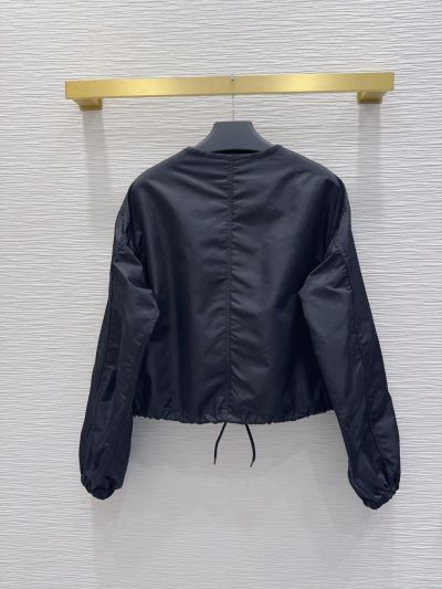 Prada Balloon Sleeve Drawstring Coat in Navy