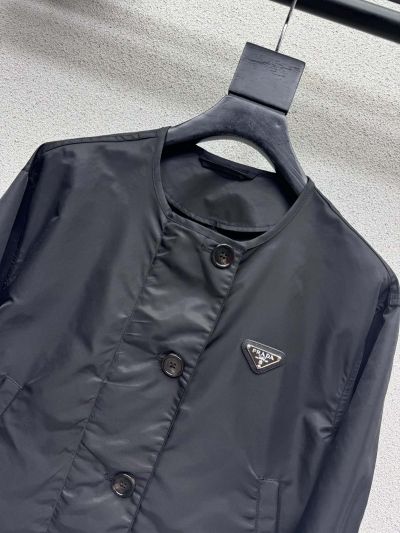 Prada Button-Front Drawstring Jacket in Black