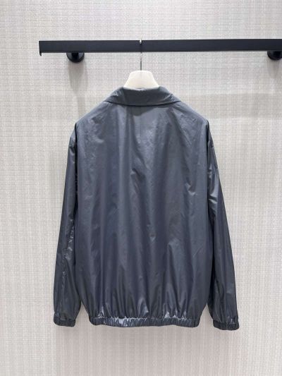 Prada Contrast-Trim Drawstring Jacket in Navy