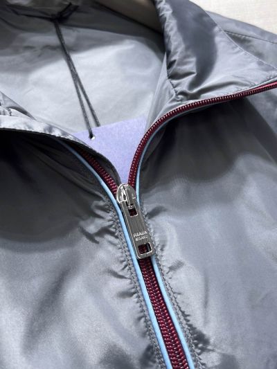 Prada Contrast-Trim Drawstring Jacket in Navy