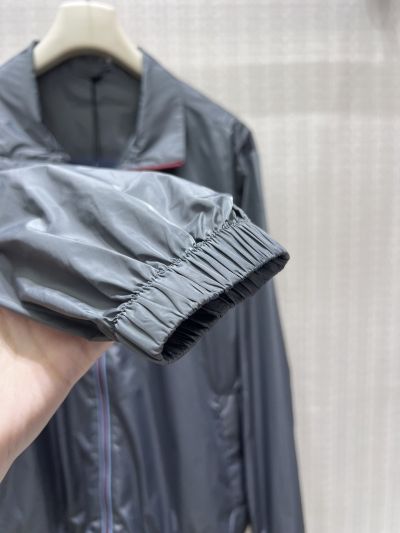 Prada Contrast-Trim Drawstring Jacket in Navy